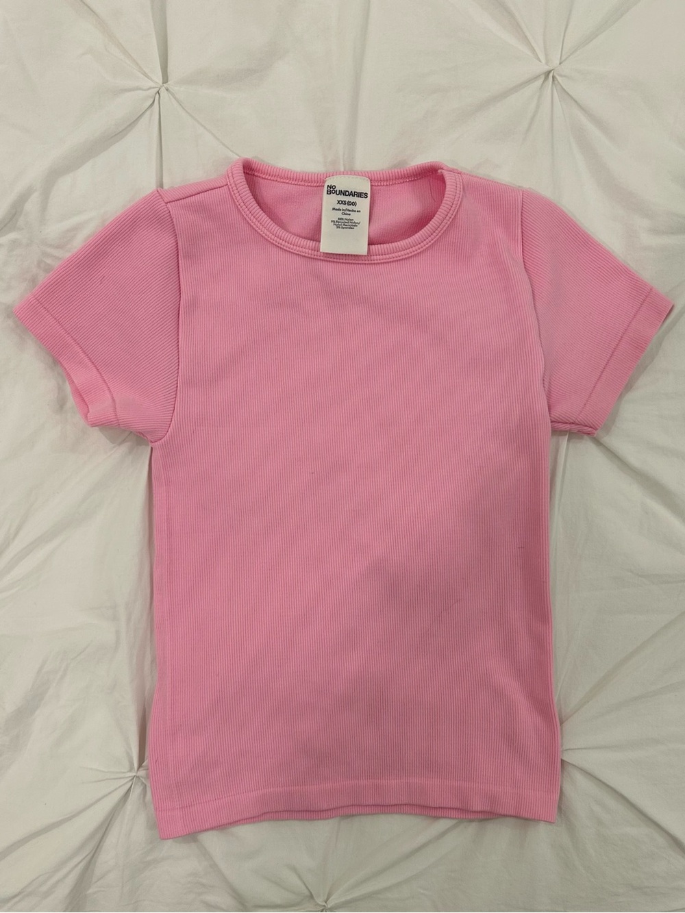 Women Pink Ribbed Tee